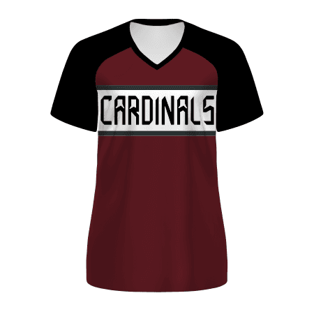 Ladies FreeStyle Semi-Sublimated Raglan Tee-Black — image 1 of 1