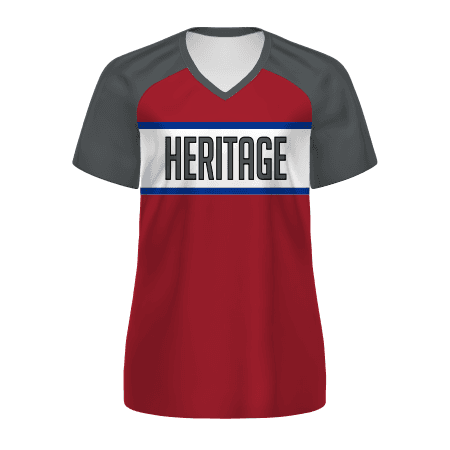 Ladies FreeStyle Semi-Sublimated Raglan Tee-Graphite — image 1 of 1