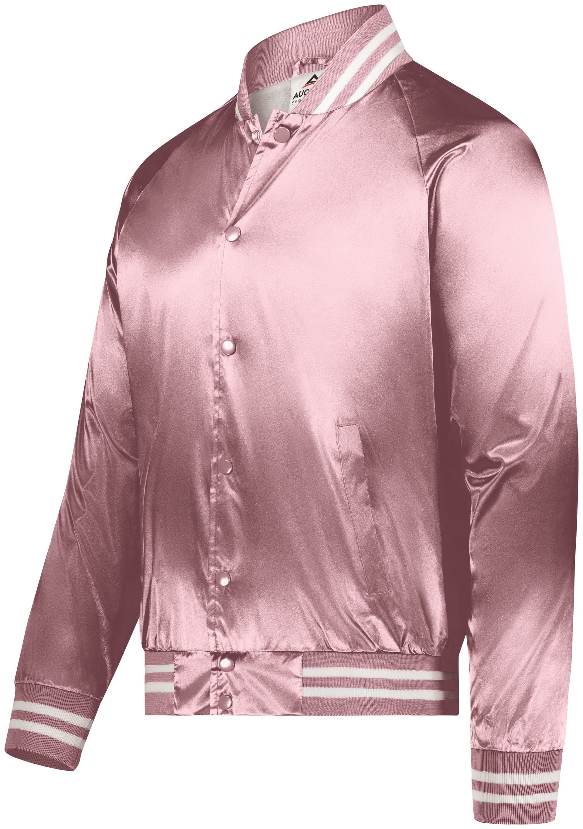 Satin Baseball Jacket/Striped Trim — view 8