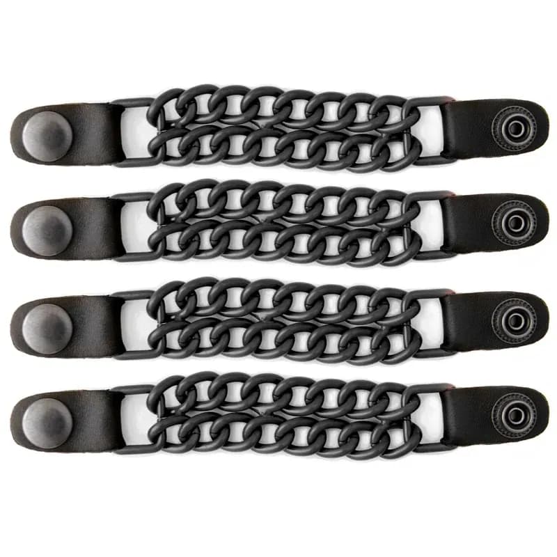 Black 4 Inch 4-PCS Vest Extender Set - Double Chrome Chains w/ Genuine Leather — image 1 of 1