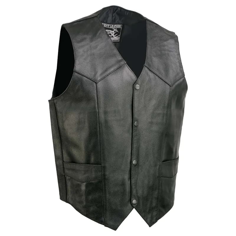 Black Motorcycle Leather Vest for Men - Riding Club Adult Motorcycle Vests — image 1 of 1