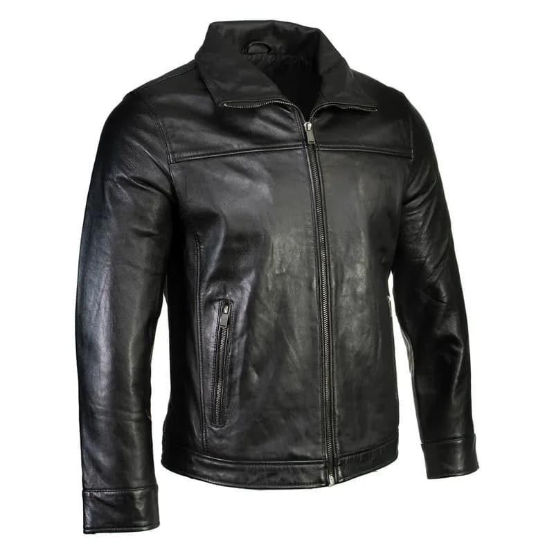 Boston Harbour 2.0 Men's Black New Zealand Lamb Leather Fashion Car Coat Jacket SFM1898 — image 1 of 1