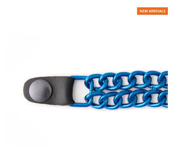 Candy Blue 4 Inch 4-PCS Vest Extender Set - Double Chrome Chains w/ Genuine Leather — image 1 of 1