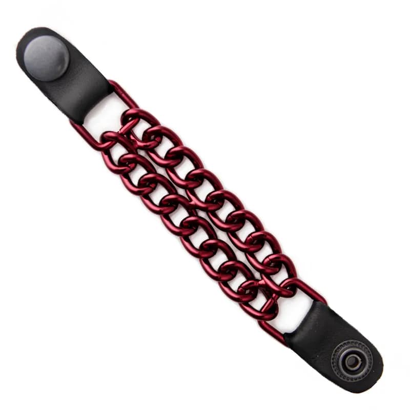 Candy Red 4 Inch 4-PCS Vest Extender Set - Double Chrome Chains w/ Genuine Leather — image 1 of 1