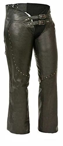 Chaps for Women Black Low-Rise Waist- Front Double Buckle Rivet Detailing Motorcycle — image 1 of 1