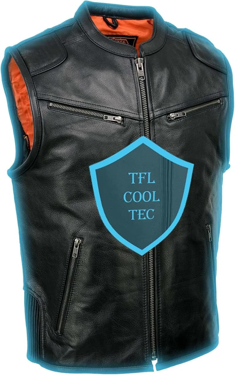 Milwaukee Leather MLM3502 Men's Black Premium Leather Motorcycle Rider Vest with Cool-Tec Leather Treatment Tech — image 1 of 1