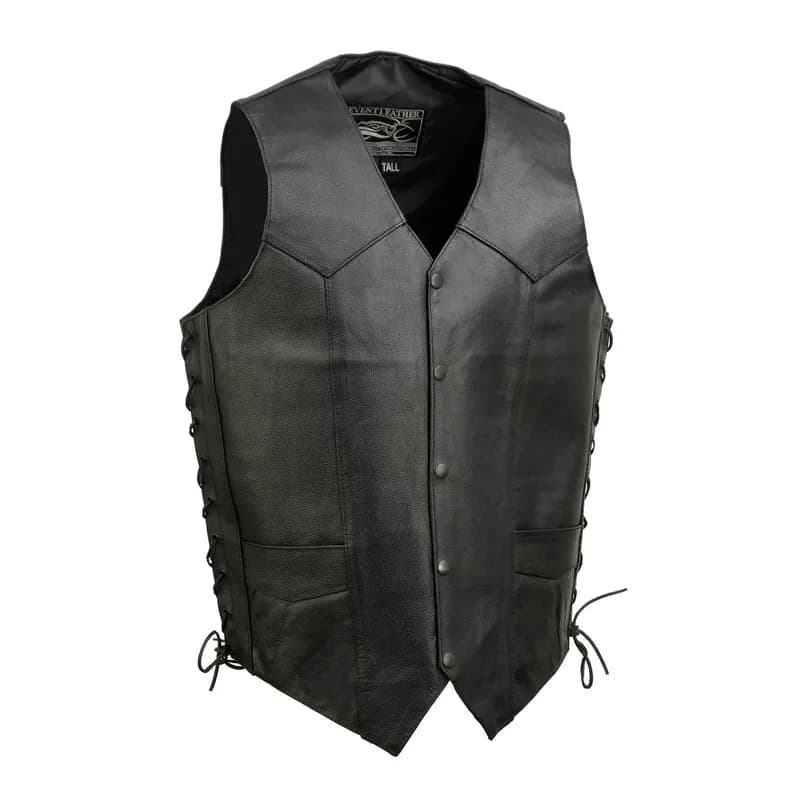 Event Leather EL5315TALL Black Motorcycle Leather Vest for Men's Tall Sizes Riding Club Adult Motorcycle Vests — image 1 of 1