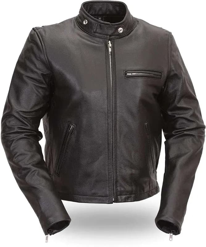 First Manufacturing FML110BMZ Black Women's Scooter Leather Jacket — image 1 of 1