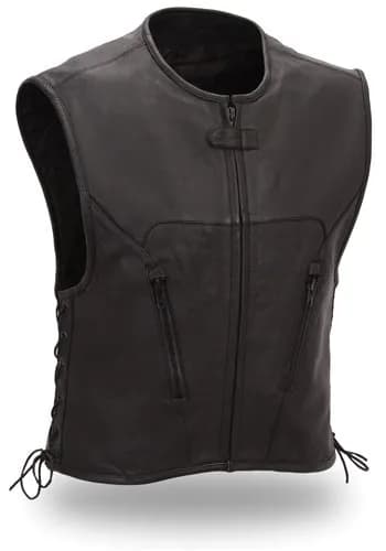 First Manufacturing XPM650NKD Men’s ‘Xpert’ Black Premium Leather Motorcycle Vest — image 1 of 1