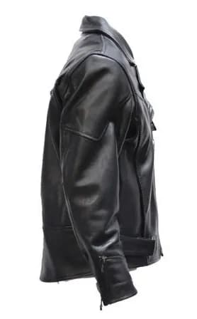 Genuine Leather EL1055 Men's Black Classic Vented ‘Braided’ Moto Jacket with Utility Pocket — image 1 of 1