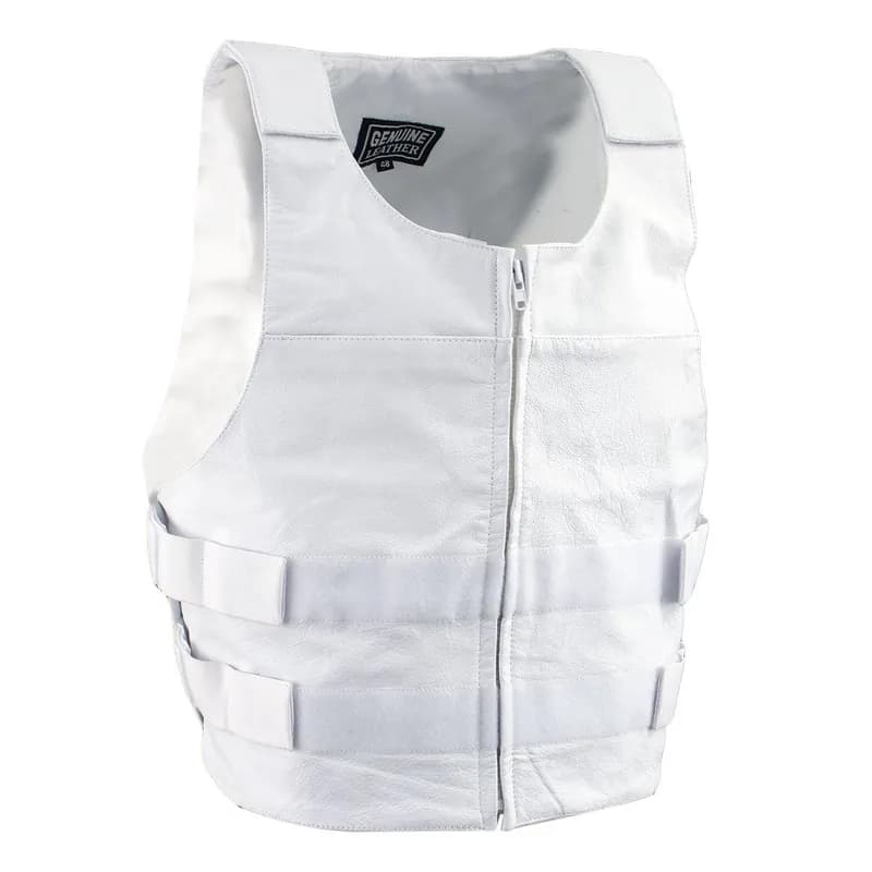 Genuine Leather SH1367ZW Men’s 'Bullet Proof Replica' White Leather Vest — image 1 of 1