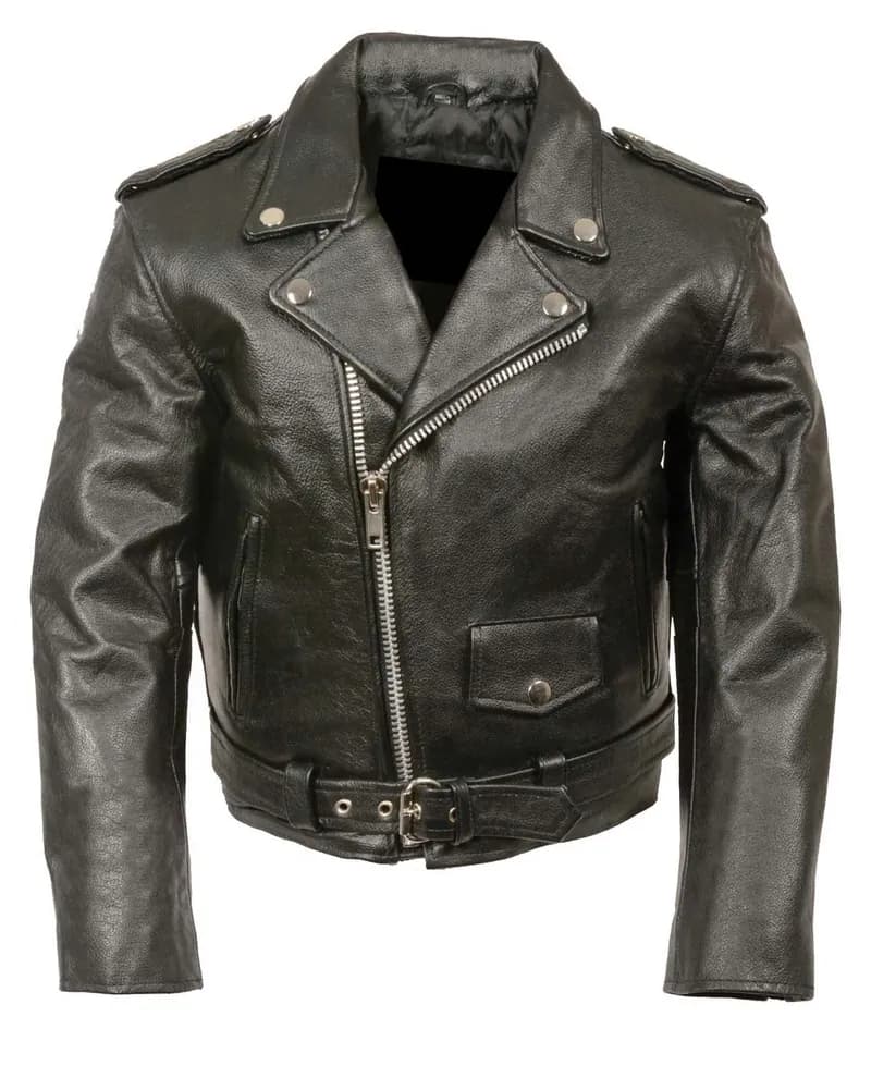 Genuine Leather XS2010 Classic Black Toddlers Motorcycle Leather Jacket — image 1 of 1