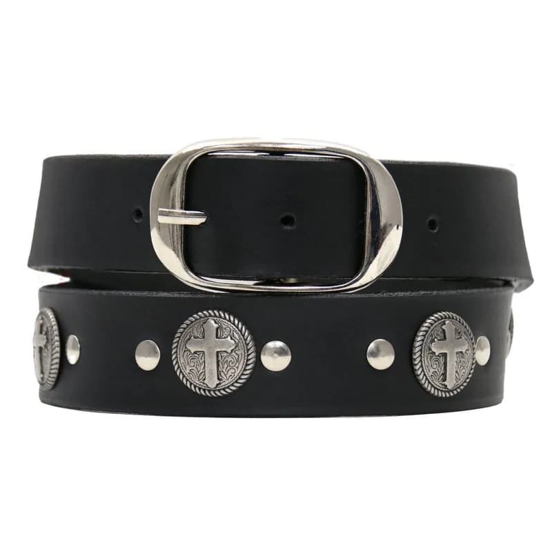 Hot Leathers BLA1132 Men's Don't Thread On Me Black Leather Belt w/ Interchangeable Buckle - 1.5 inches Wide — image 1 of 1