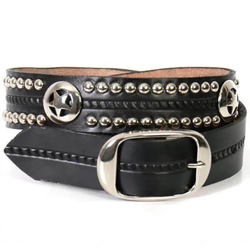 Hot Leathers BLE1010 Western Star and Studs Black Leather Belt — image 1 of 1