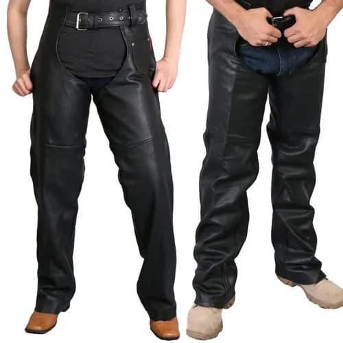 Hot Leathers CHM1005 Best Quality Fully Lined Unisex Black Leather Chaps — image 1 of 1