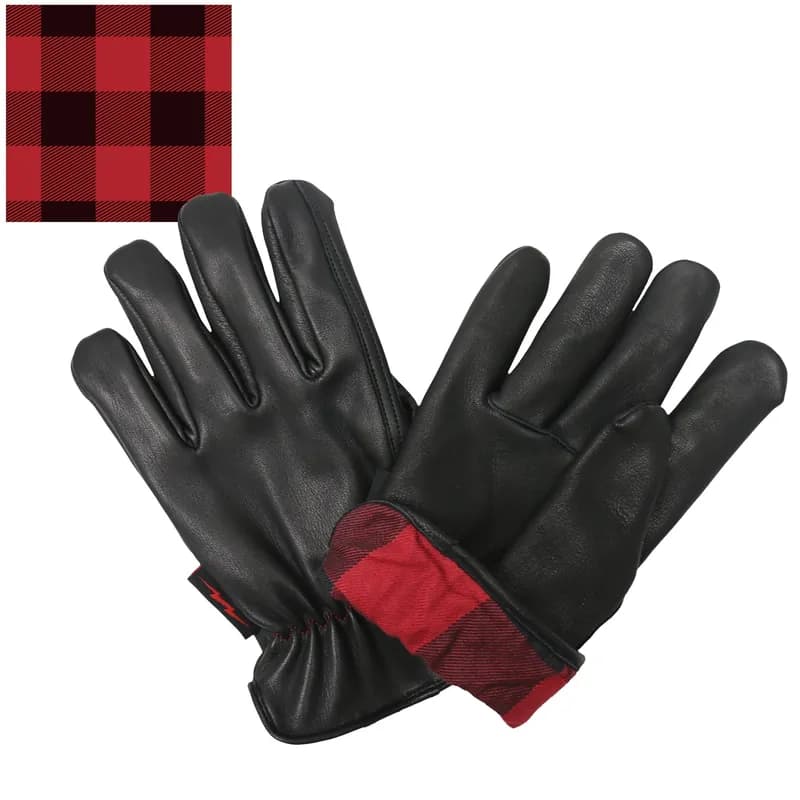 Hot Leathers GVD2004 Uni-Sex 'Red and Black Flannel Lined' Deer Skin Leather Gloves — image 1 of 1