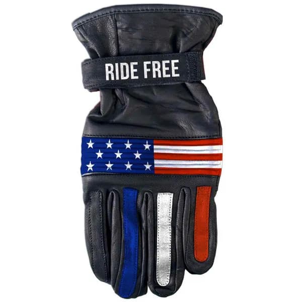 Hot Leathers GVM1303 Uni-Sex ‘Ride Free’ USA Flag Leather Gloves — image 1 of 1