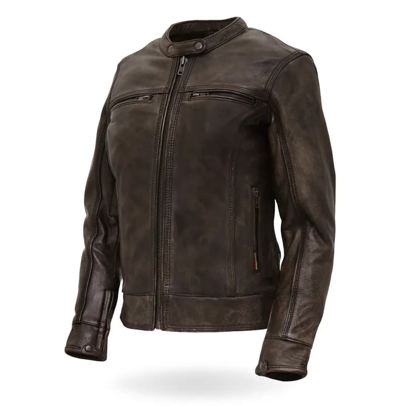Hot Leathers JKL1024 Women's Distressed Brown Leather Jacket with Conceal and Carry Pockets — image 1 of 1