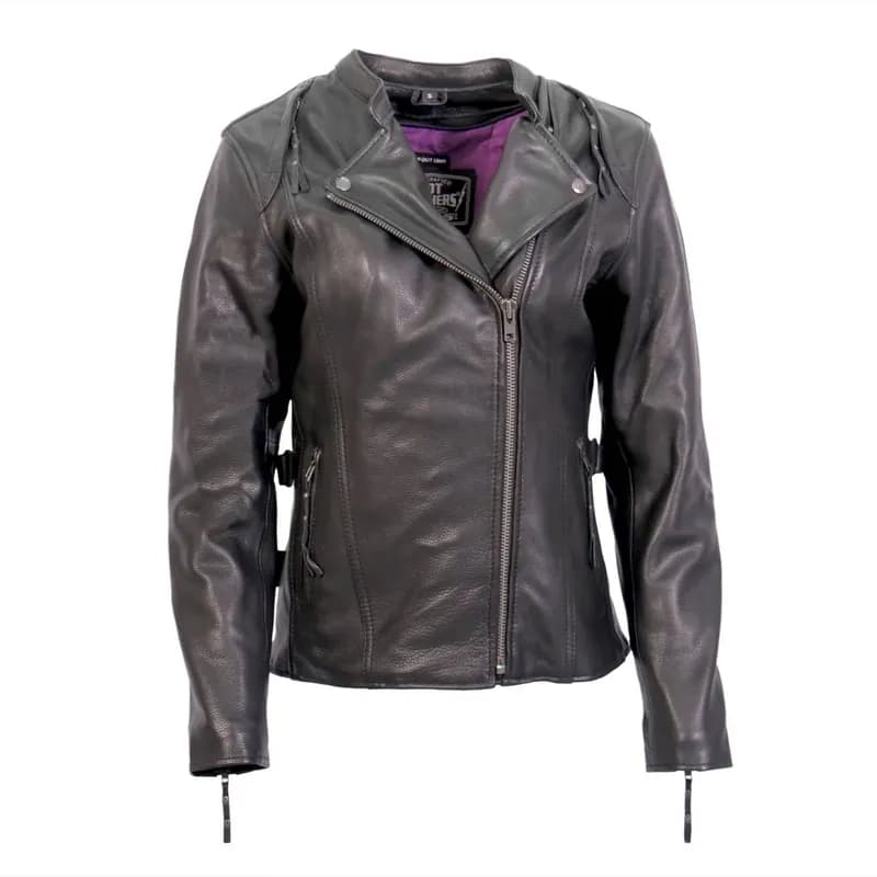 Hot Leathers JKL1032 Ladies Black Leather Jacket with Vented Side Snaps — image 1 of 1