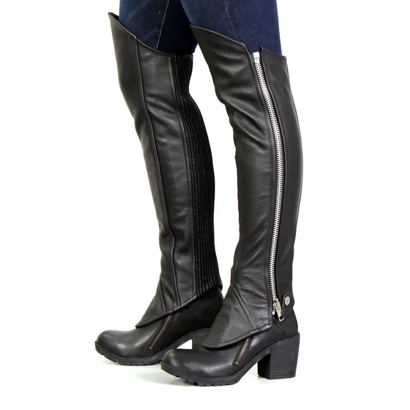 Hot Leathers LCU1002 Women's Black Lambskin Leather Side Zip Leggings — image 1 of 1
