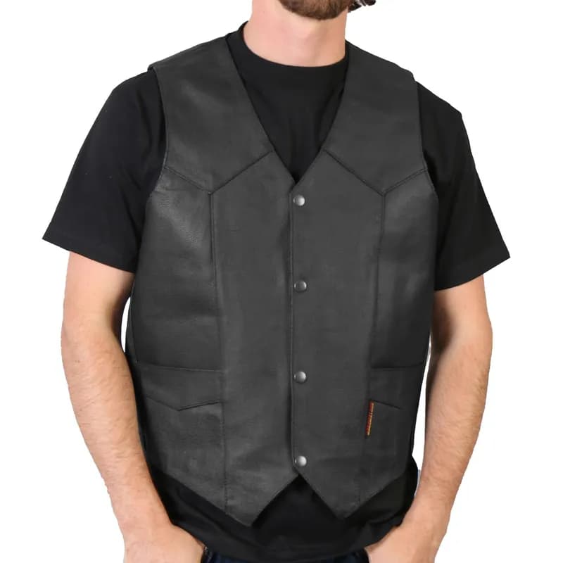 Hot Leathers VSM1014 Men's Black Heavyweight Leather Vest with Inside Pocket — image 1 of 1