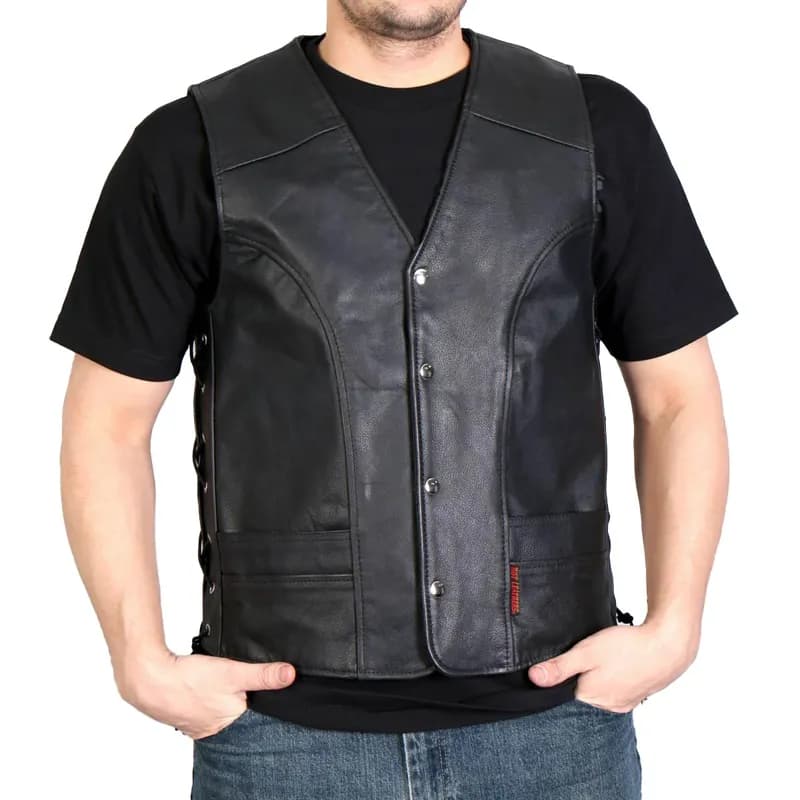 Hot Leathers VSM1030 Men's Black 'Conceal and Carry' Leather Vest — image 1 of 1