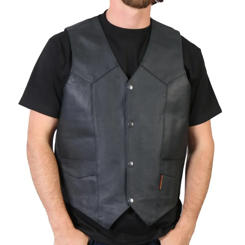 Hot Leathers VSM1032 Men's Black 'Classic' Leather Vest — image 1 of 1