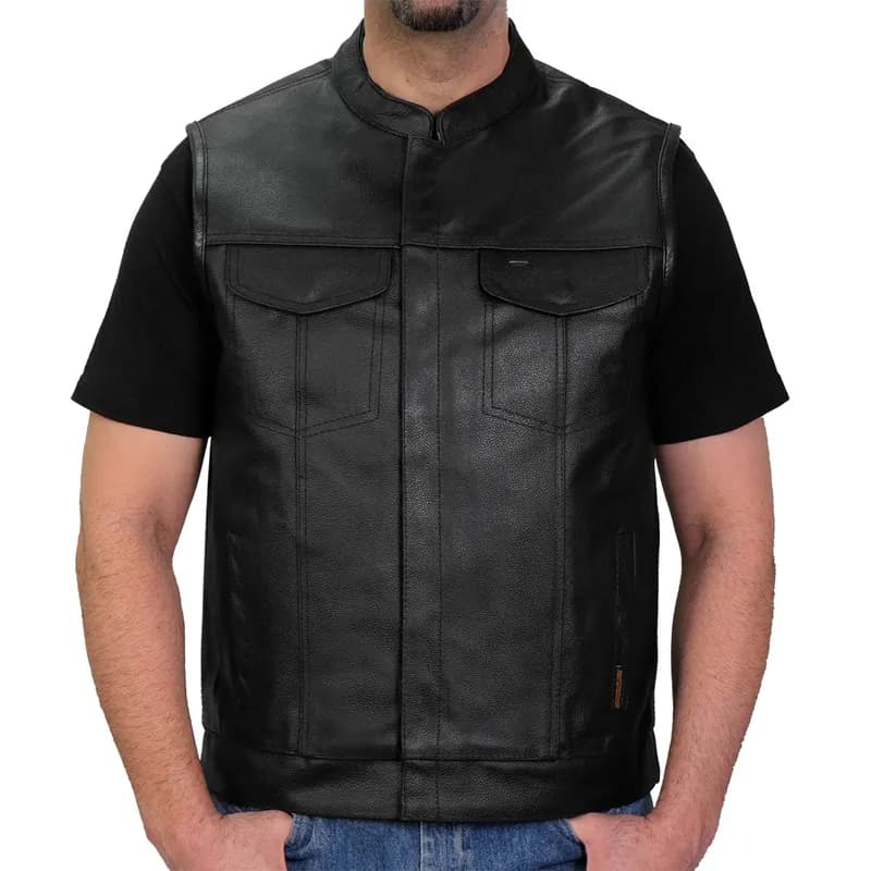 Hot Leathers VSM1039 Men's Black 'Conceal and Carry' Club Leather Vest — image 1 of 1
