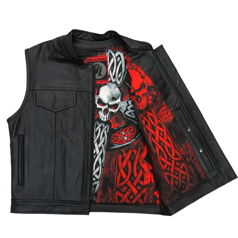 Hot Leathers VSM1051 Men's Black 'Celtic Cross' Conceal and Carry Leather Vest — image 1 of 1