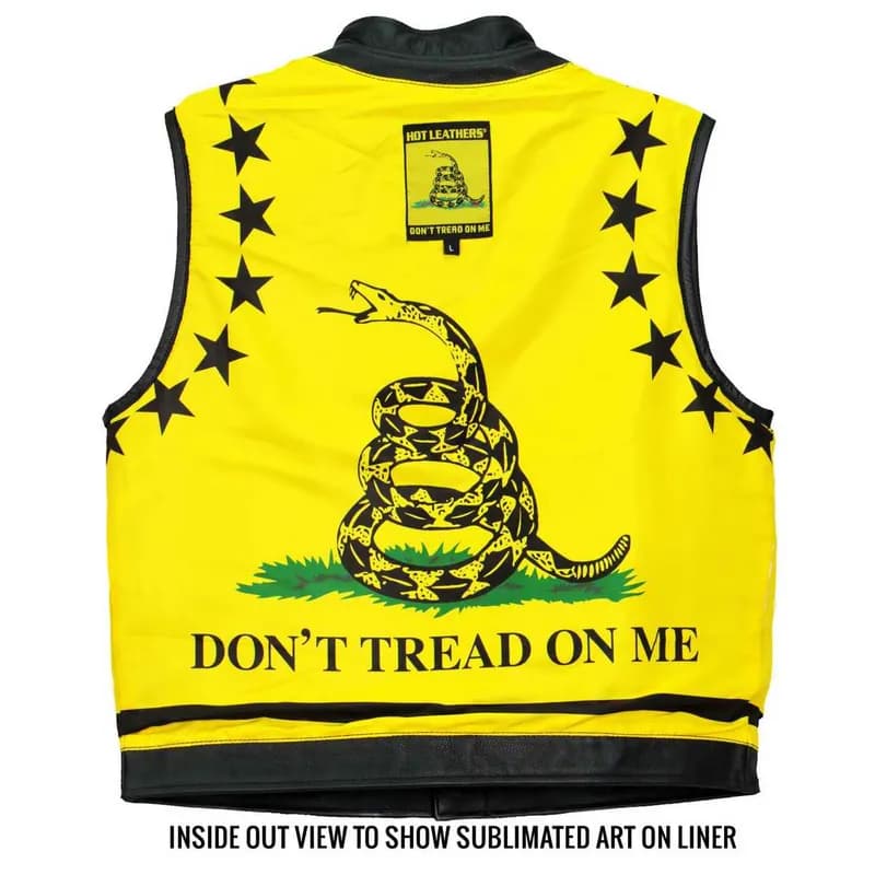 Hot Leathers VSM1053 Men's Black 'Don't Tread On Me' Conceal and Carry Leather Vest — image 1 of 1