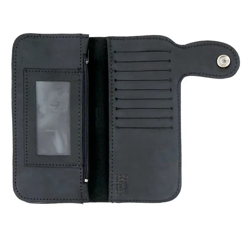 Hot Leathers WLA3001 Black Buffalo Nickel Snap Bi-Fold Wallet with Chain — image 1 of 1