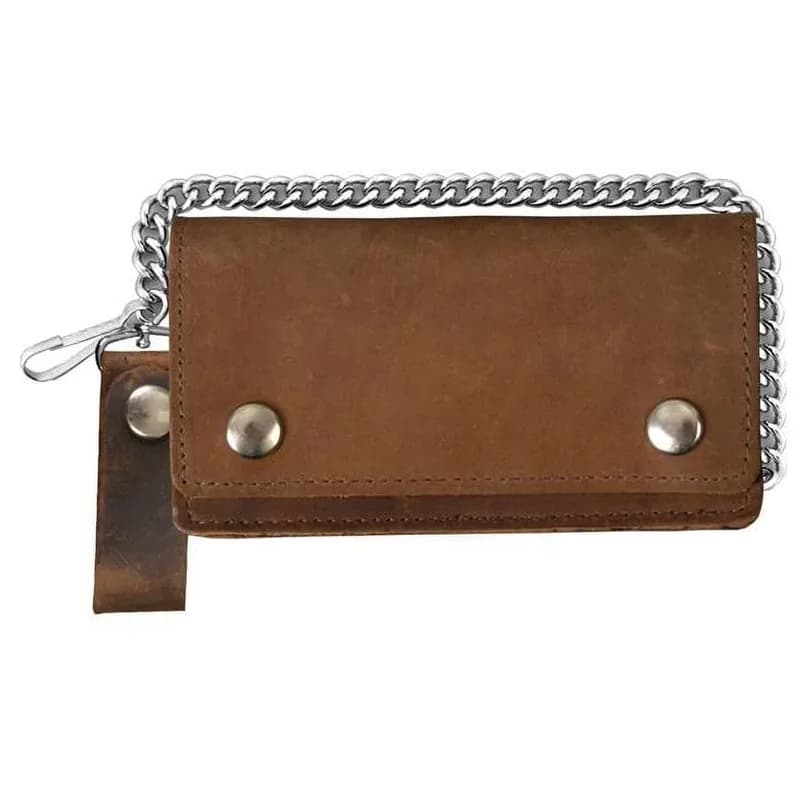 Hot Leathers WLC2008 Distressed Brown Bi-Fold Leather Wallet with Chain — image 1 of 1