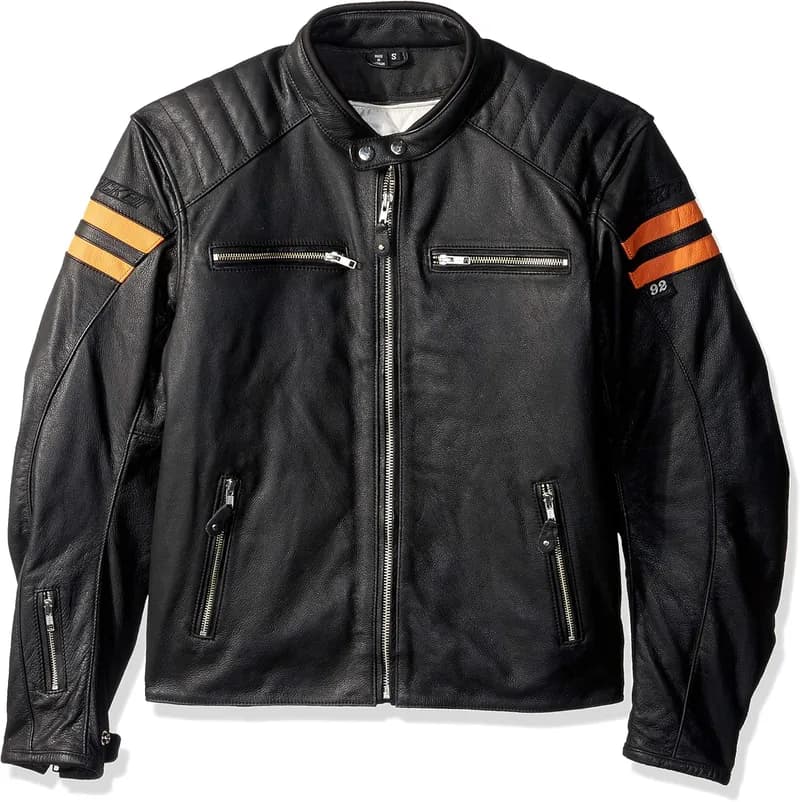 Joe Rocket 'Classic 92' Mens Black and Orange Leather Motorcycle Jacket — image 1 of 1