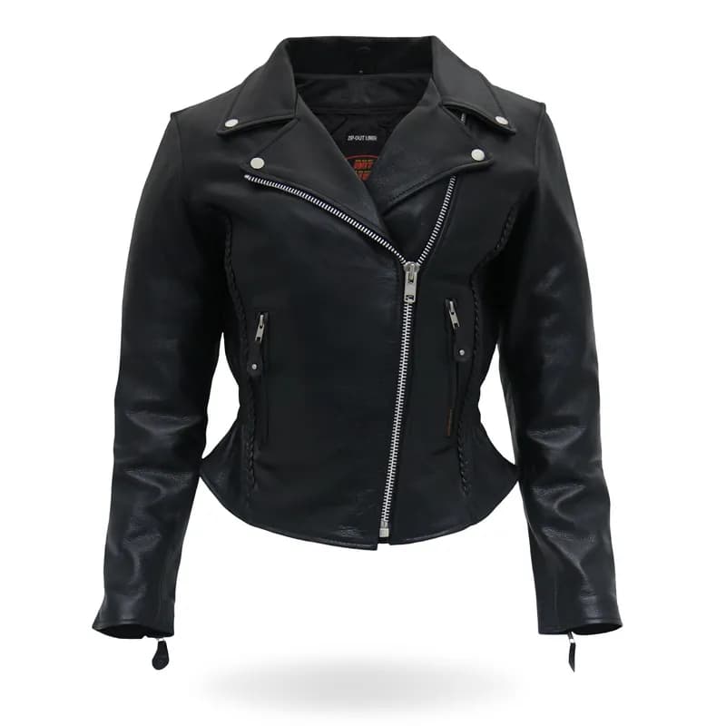 Ladies Braided Motorcycle Leather Jacket — image 1 of 1