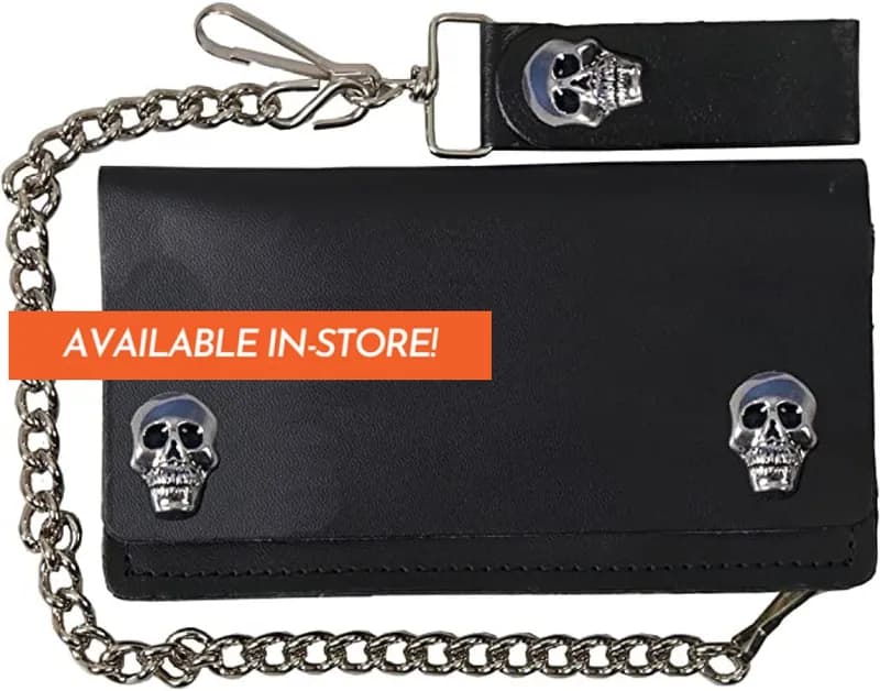 Live Free, Ride Hard Black Leather Bi-Fold Wallet with Chain — image 1 of 1