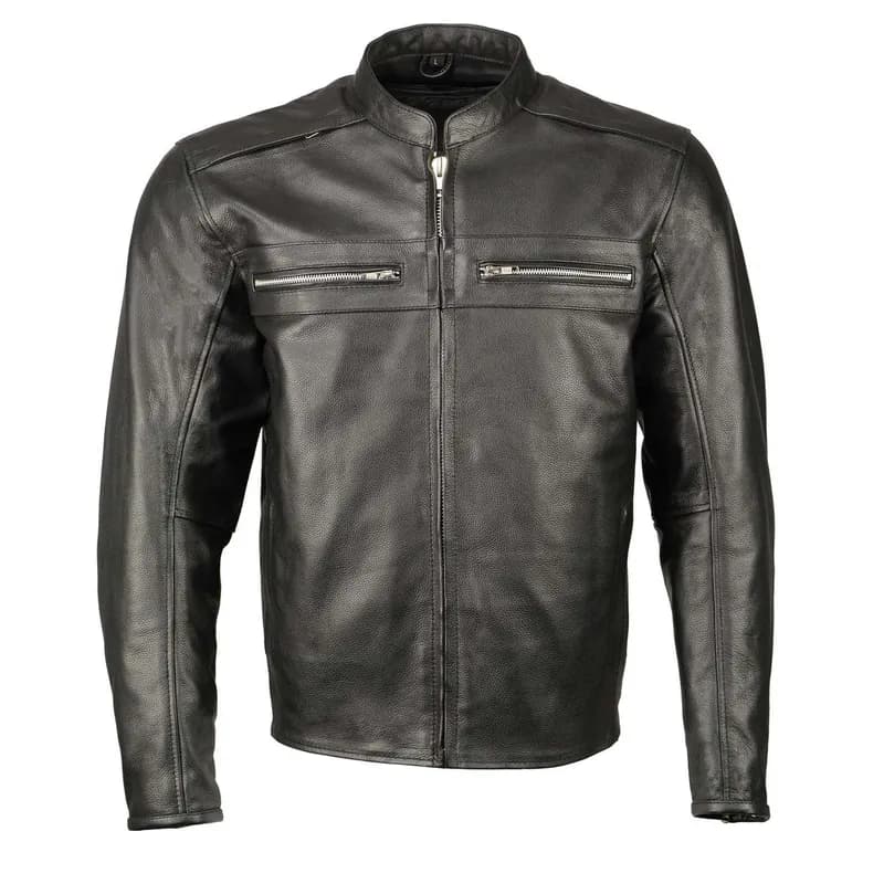 M Boss Motorcycle Apparel BOS11509 Men's Black Armored Leather Cafe Racer Jacket — image 1 of 1