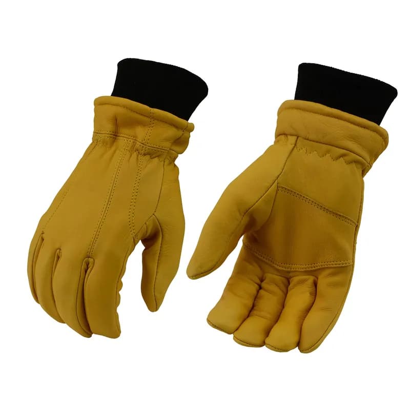 M Boss Motorcycle Apparel BOS37545 Men's Yellow Full Grain Deerskin Leather Motorcycle Gloves — image 1 of 1