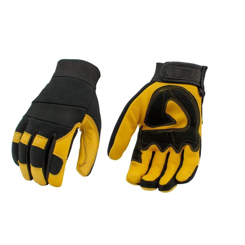M Boss Motorcycle Apparel BOS37548 Men's Yellow and Black Full Grain Deerskin Gloves — image 1 of 1
