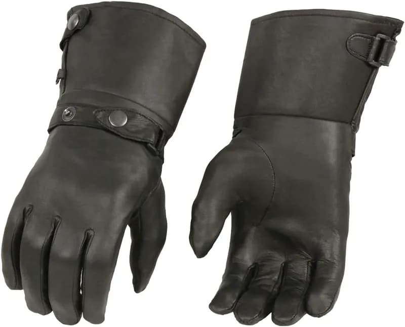 M Boss Motorcycle Apparel BOS37500 Men's Black Thermal Lined Padded Back Gauntlet Gloves with Reflective Piping — image 1 of 1