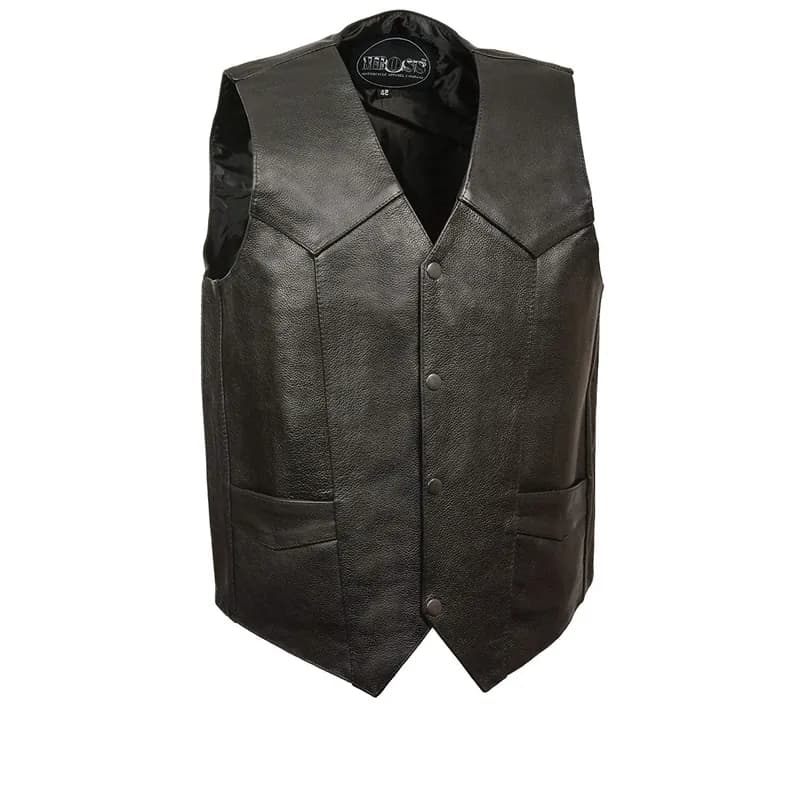 M Boss Motorcycle Apparel BOS13513 Men's Black Leather Classic Style Western Motorcycle Rider Vest — image 1 of 1