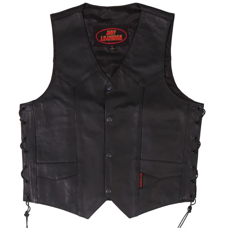 Men's Black 'Classic Side Lace' Leather Vest — image 1 of 1