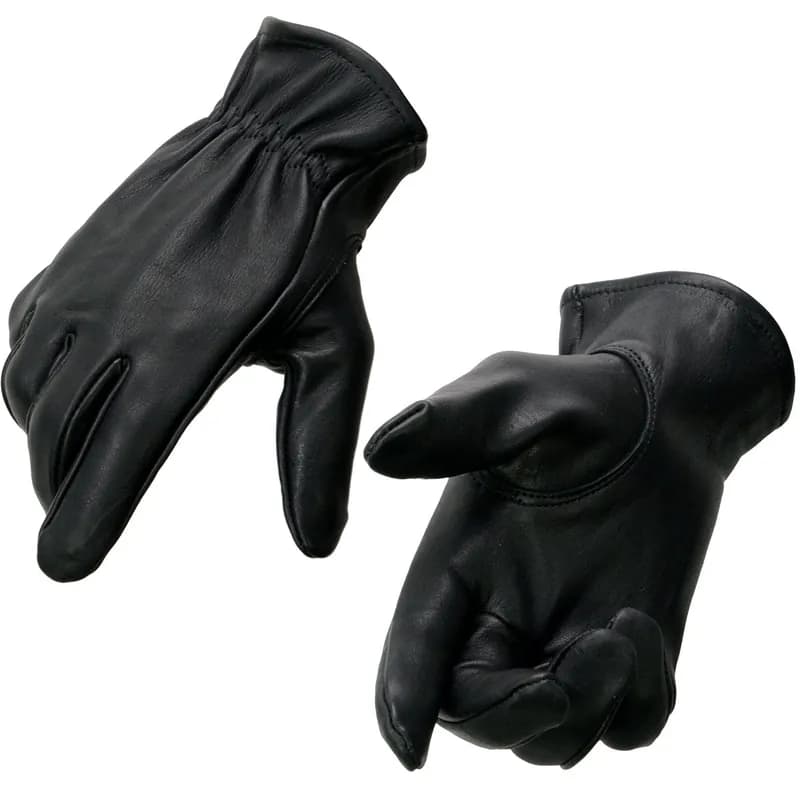 Men's Black Deerskin Unlined Motorcycle Gloves w/ Cinch Wrist Closure — image 1 of 1
