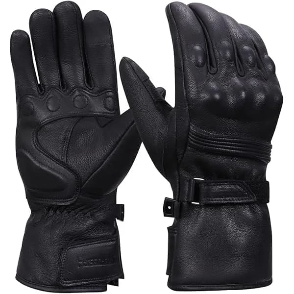 Men’s Black Leather Heated Winter Gloves for Motorcycle Ski Hiking & i-Touch — image 1 of 1