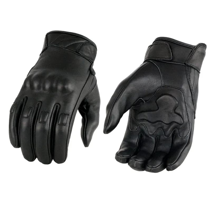 Men's Black Leather i-Touch Screen Compatible Gel Palm Motorcycle Gloves W/ — image 1 of 1