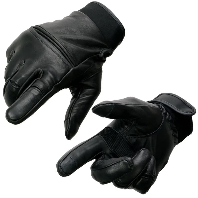 Men's Black Leather i-Touch Screen Compatible Gel Palm Motorcycle Hand Gloves W/ — image 1 of 1
