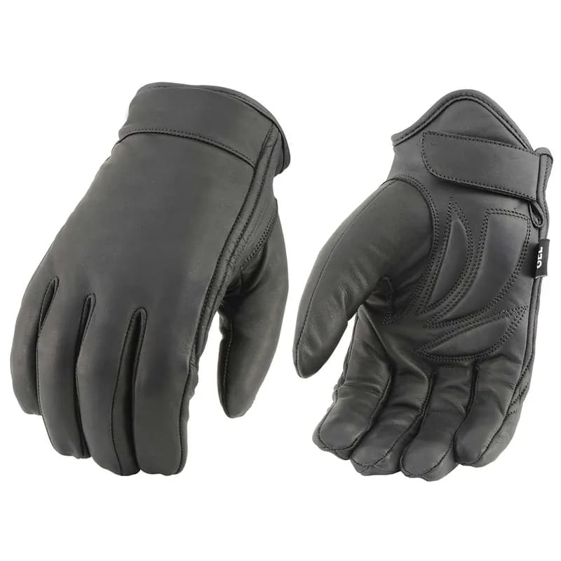 Men's Black Leather Waterproof Cruiser Motorcycle Hand Gloves W/ Gel Padded Palm — image 1 of 1