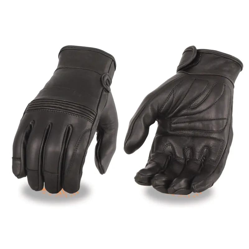 Men's Black Leather with Gel Palm Motorcycle Hand Gloves w/ Flex Knuckles — image 1 of 1