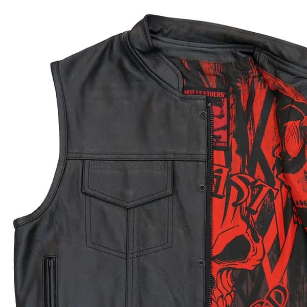Men’s Black 'Over The Top Skull' Conceal and Carry Leather Vest — image 1 of 1