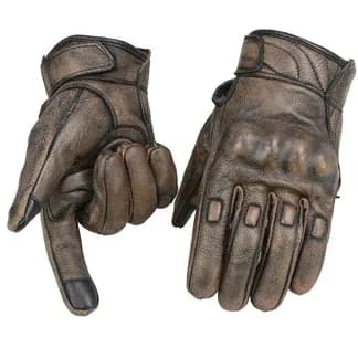 Men's Brown Leather with Gel Palm Motorcycle Gloves W/ Protective Knuckle — image 1 of 1