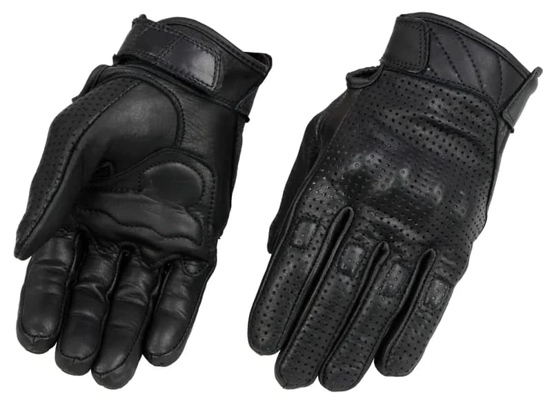 Men's Grey Perforated Leather Full Finger Motorcycle Hand Gloves W/ Breathable ‘Open — image 1 of 1